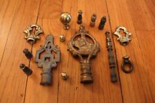 Vintage Lot of 14 Lamp Part Finials Brass & Cast Iron Ornate picture