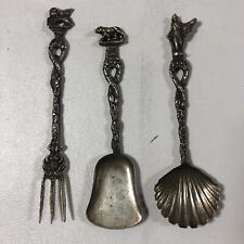 Set Of 3 - Roman Mythology - Romulus Remus, Griffin, Caesar - Silver Spoon, Fork picture