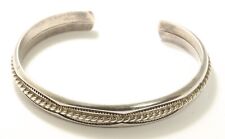 Vintage Navajo SIGNED Sterling Silver Stamped Braided Cuff Bracelet 6