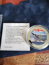 SUPERMARINE SPITFIRE 40mm SILVER PLATED PROOF MEDAL WITH COLOUR TABLEAU - coa picture
