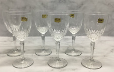 Luminarc Crystal Wine Goblets Diamond Pattern 8 oz USA set of 6 picture