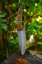 11″ Handmade Damascus Hunting Knife with Leather Sheath - Makata Wood Handle picture