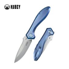 Kubey Ruckus Folding Knife Blue Titanium Handle 20CV Drop Point Plain KU314R picture