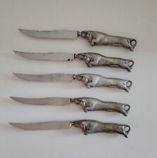RARE Vintage Supreme Cutlery Group Bull Steer Steak Knifes Lot of 5 - Italy picture