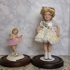 Vintage  Shirley Temple  Baby Take A Bow Figurines W/Vintage Bards Glass Cloche  picture