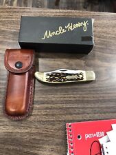 Schrade Uncle Henry Folding Hunter Knife Stainless Steel Blades Staglon Handle picture