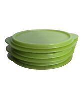 3 X Tupperware #5452A Flat Out  Collapsible Container Bowl Green 3 Cup Retired picture