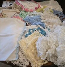 Vtg Doily Lot White Color Ivory Variety Sizes Styles Crochet Embroidery 28 Pcs picture