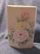 Vintage ROYAL PEONY JAPAN VASE GOLD RIMMED PINK YELLOW AND WHITE PEONIES picture