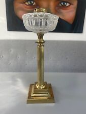 large brass and cut glass oil lamp reeded column picture