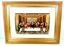 Lord Jesus Christ The Last Supper Ceramic Hard Plastic Framed Portrait Gold Edge picture