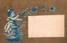 1880s-90s Young Girl With Flowers Gold Background Trade Card picture