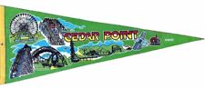 Vintage Official Cedar Point Pennant 80s Retro Green Souvenir picture