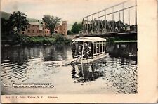 Postcard~Walton New York~Boating on the Delaware River~Bridge~PCK~c1906~Unposted picture