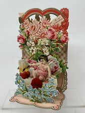 1928 Valentine Day Card Die Cut Mechanical Pop-Up 3D Germany Vintage picture