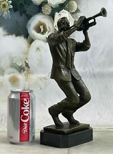 Collectible Detailed 100% Bronze Trumpet Player Musician Music New Orleans DEAL picture