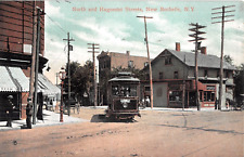c.1910 Trolley North & Huguenot Sts. New Rochelle NY postcard Westchester county picture