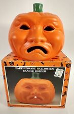 Vintage KMart Earthenware Halloween Pumpkin/ original box Candle Holder picture