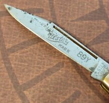 ULSTER Knife USA Three Blade Stockman Smooth Yellow Handles Etched Blade Vintage picture