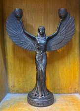 RARE ANCIENT EGYPTIAN ANTIQUES Black Statue Large Of Goddess Isis Winged BC picture