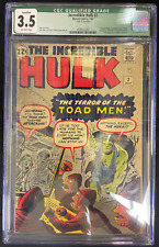 Incredible Hulk #2 CGC 3.5 Qualified Grade (July 1962) 1st Green Hulk, Toad Men picture