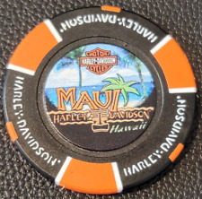 MAUI HD ~ HAWAII (Black/Orange Full Color) Harley Davidson Poker Chip picture