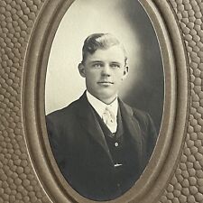 Antique Cabinet Card Photograph Very Handsome Young Man Great Hair Sheridan WY picture