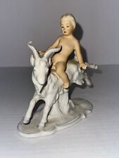 Schaubach Kunst Wallendorf Porcelain Figurine, Vintage Antique, Boy Riding Goat picture