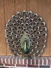 LARGE VINTAGE MCM MID CENTURY BURWOOD PEACOCK WALL ART SCULPTURE HANGING RETRO picture