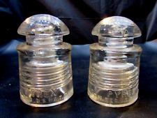 Two Antique Vintage Pyrex Clear Glass Electric Telephone Telegraph Insulators picture