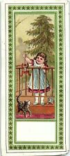 c1880 VICTORIAN GIRL CHRISTMAS TREE CAT KITTEN AND TOY AD TRADE CARD 40-62 picture