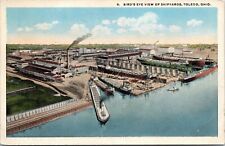 Aerial View of Shipyards, Toledo, Ohio OH- Vintage w/b Postcard - Ship Building picture