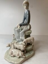 Vintage Retired Lladro Porcelain Figurine Girl with Piglets #4572 N/M Condition picture