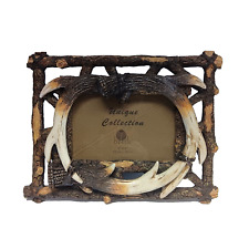 Vintage Faux Deer Antlers Wood 4x6 in Picture Frame Hunting Cabin Decor w/Easel picture