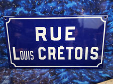 Authentic Antique Enameled Metal Paris Street Sign Rue Louis Cretois picture