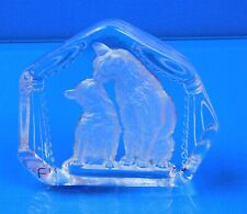 Vintage FK 24% Lead Crystal Paperweight Cat and Kitten Made In Germany 5 Inch picture