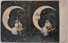Vintage Postcard Spooning in the Moon Paper Crescent Moon b AA31 picture