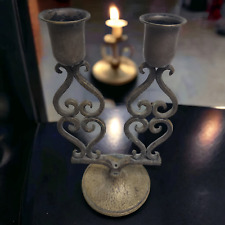 Vintage Judaica Brass Shabbat Candlestick - Candle Holder for Jewish Holidays picture