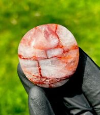 Hand Polished Sparkly RED FIRE QUARTZ Hematoid Crystal Palm Stone MADAGASCAR picture
