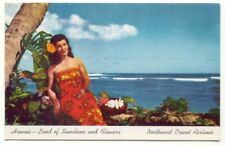 Hawaii - Land Of Sunshine and Flowers Northwest Orient Airlines Postcard picture