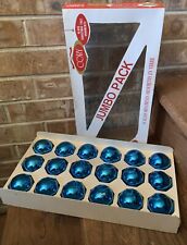 VTG Coby Jumbo Pack 18 Glass Christmas Ornaments Aqua Blue American Made IOB picture