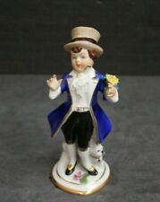West Germany Dresden Young Man - Boy Top Hat Porcelain Figurine Signed Vintage picture