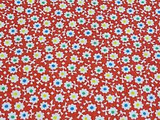 Vintage 1930s Small Flowers Red Cotton Feedsack Fabric Yardage 35