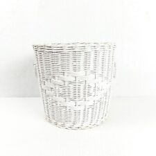 Vintage White Wicker Champagne Bucket Lined Side Rings READ picture