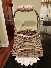 Vintage Rustic Basket Woven Wicker Ceramic Knob Farmhouse Cottage Shabby Chic picture