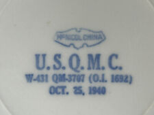 6 Pc USQMC WW2 Quartermaster Corps McNicol Clarksburg White Diner Car Bowls 1940 picture