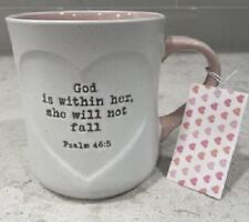 SHEFFIELD HOME  MUG WITH HEART GOD IS WITHIN HER SHE WILL NOT FALL Psalm 46:5 picture