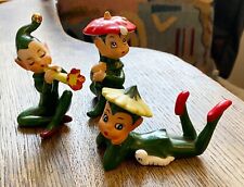 Vintage 1950s Flower/Mushroom Spring/Summer Elves - 3 Figurines - Good Condition picture