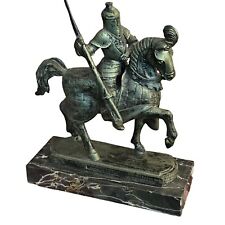 Vintage Fontanini Depose Italy 111 Medieval Knight On Horse Mounted On Marble picture