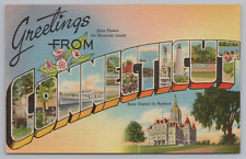 Postcard Large Letter Greetings From Connecticut Unposted Linen c1954 picture
